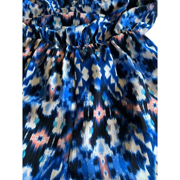 👗 2/$30 👗 Multicolor Watercolor Print Romper, Plunging Back, Tie Across Top M - Picture 2 of 5